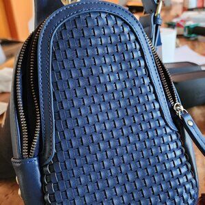 Anthropologie Navy Woven Liberty Sling Bag never Used | Urban Originals